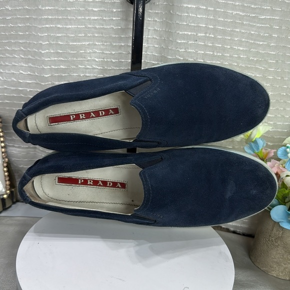(H3) Prada Sport women's blue suede slip-on sneakers with round toe Women's 9.5 - Picture 3 of 11
